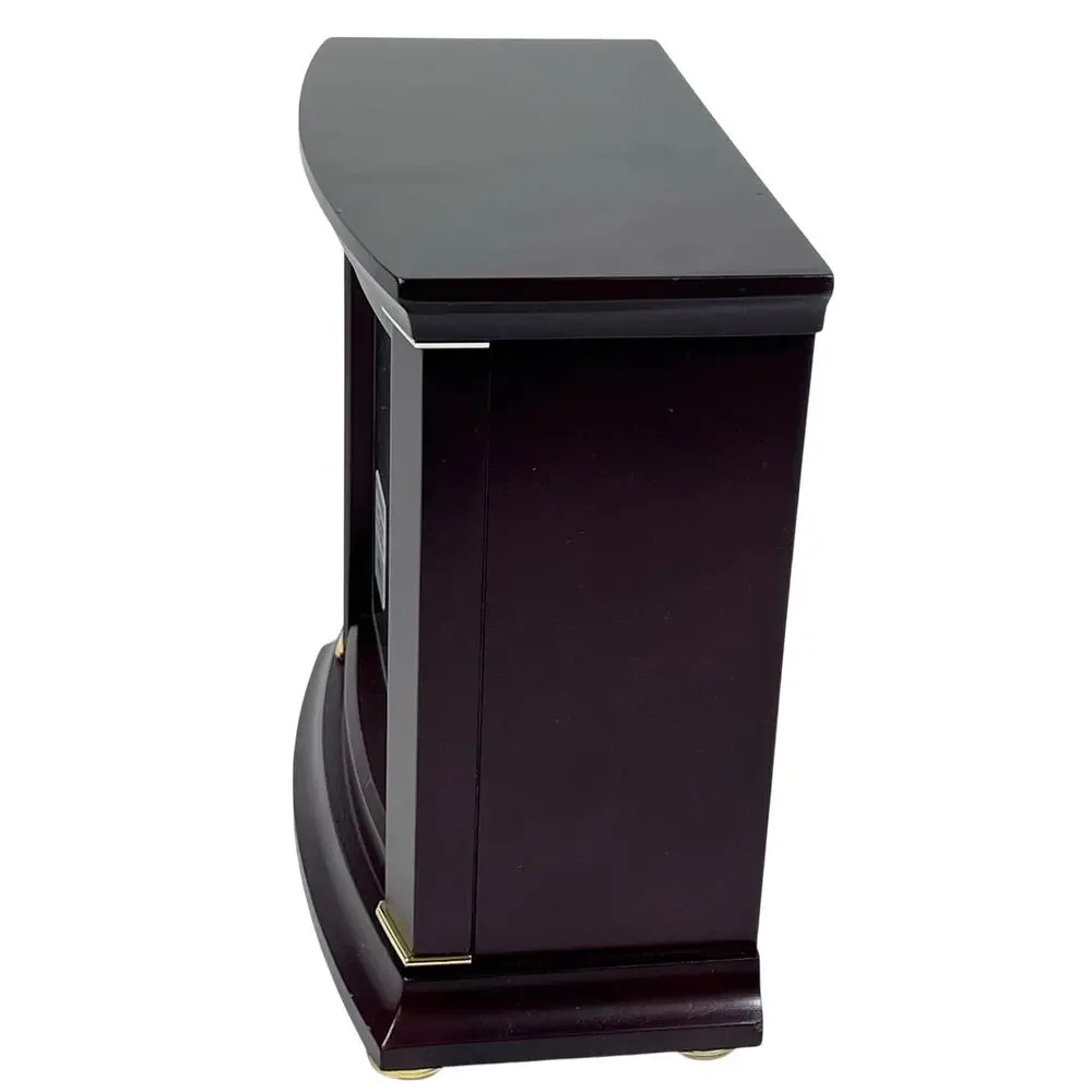Seiko Dark Brown Wood Gold Mantel Clock Dual Chimes Westminster QXJ030B New